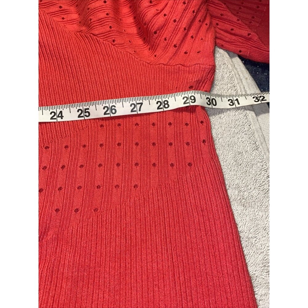 Lane Bryant Ribbed Long Open Cardigan Pink Eyelet Detail 3/4 Sleeve Sz 26/28 - Picture 9 of 10